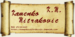 Kamenko Mitraković vizit kartica